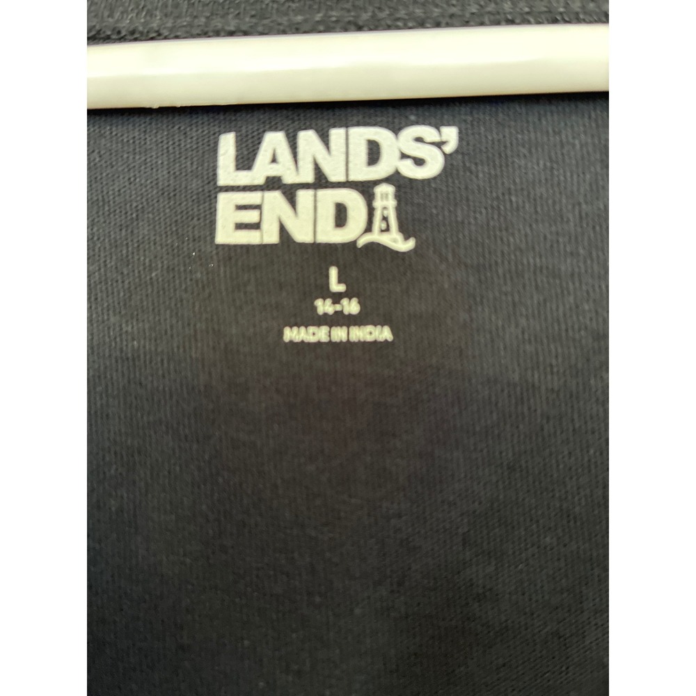 Lands End Womens Black Cotton Embroidered Split Neck Sleeveless Shift Dress L - Picture 3 of 7